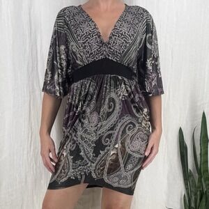 Vintage Y2K Whimsigoth Mini Dress M Indie Babydoll Paisley Festival Boho Chic